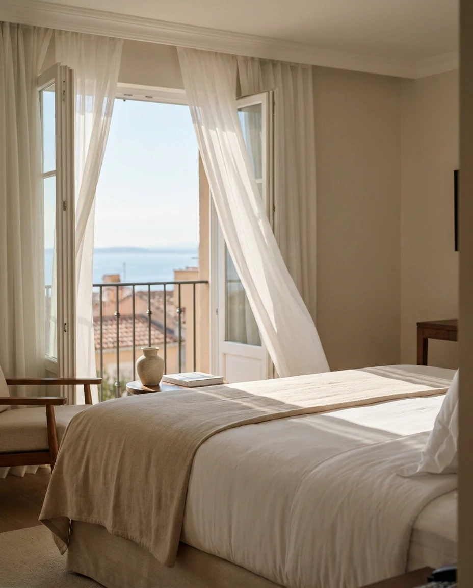 Example post: a sunlit hotel room