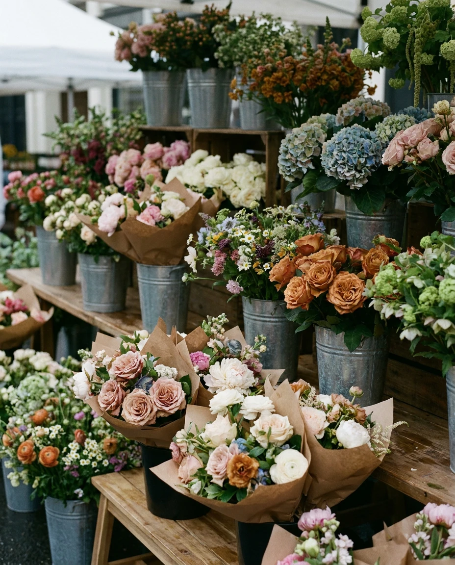 Example post: a flower market stall